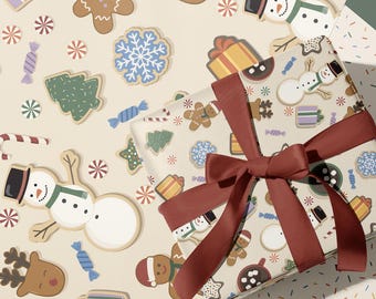 HOLIDAY COOKIES - Christmas Wrapping Paper - Rolled Gift Wrap - Gift Wrap Sheets - Colorful Wrapping Paper - Eco-Friendly Wrap - Sprinkles