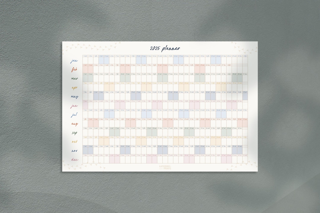 2025 Planner - Year at a Glance - Large Year Wall Planner - Large Desk
