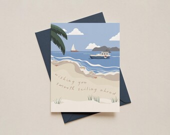 SMOOTH SAILING AHEAD - Sympathy Card - Grief Support Card - Friend Card - Thinking of You - Breakup Card - Nautical - Coastal - Rough Waters