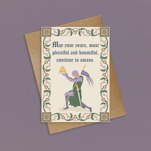YE OLDE BIRTHDAY - Medieval Birthday - Happy Birthday My Liege - Renaissance Fair - Funny Medieval Card - Medieval Gift - Knight Roundtable