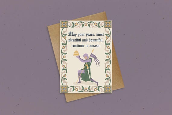 YE OLDE BIRTHDAY - Medieval Birthday - Happy Birthday My Liege - Renaissance Fair - Funny Medieval Card - Medieval Gift - Knight Roundtable