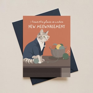 UNDER NEW MEOWNAGEMENT - Cute New Kitty Card - Kitty Adoption - Cat Adoption - New Cat Card - Gotcha Day - Cute Manager Card