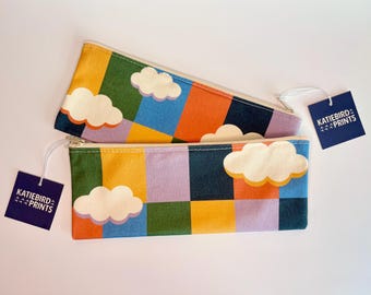 WANDERLUST PENCIL CASE - Colorful Pouch - Clouds - Whimsical Art Pouch - Cute Pencil Case - Happy Gift - Cute Art Supplies - Fun Pencil Case