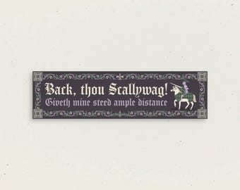 SCALLYWAG Magnetic Bumper Sticker - Medieval Bumper Sticker Magnet - Renaissance Sticker - Middle Ages - Funny Bumper Sticker - Knight Steed