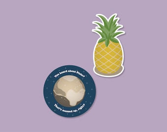 PSYCH STICKERS - Pack of 2 - Pineapple - Pluto - Psych TV Show - Psych Gift - Shawn and Gus - Psych Sticker Pack - Planner Stickers