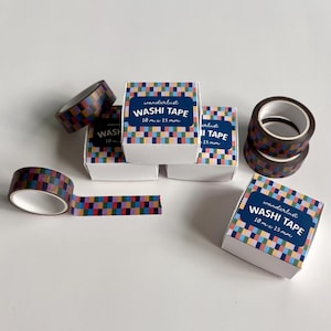 WANDERLUST WASHI TAPE - Colorful Checkered Washi Tape - Scrapbooking - Junk Journal - Rainbow Checkerboard - Multicolor - Fun Checkered Tape