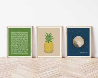 PSYCH - BUNDLE of 3 Prints - Psych TV Show - Psych Print - Tv Poster - Gus&#39; Nicknames - Psych Pineapple - Pluto - Shawn - Gus - Psych Gift
