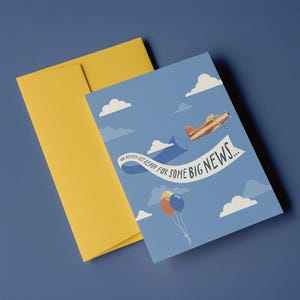 BIG NEWS - Cute Baby Announcement Card - Baby Reveal Card - We're Engaged - Sharing News - We're Expecting - Pregnancy Reveal - We Eloped