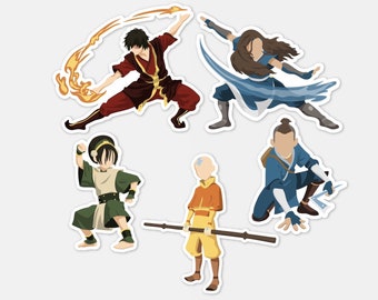 Avatar Gaang Sticker Pack of 6 Including: Suki and Katara From ATLA Sokka Zuko Toph Aang