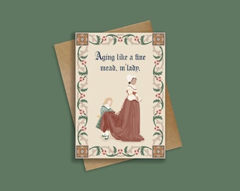 M'LADY - Medieval Birthday - Happy Birthday My Liege - Renaissance Fair - Funny Medieval Card - Ye Olde - Medieval Gift - My Lord - Mead