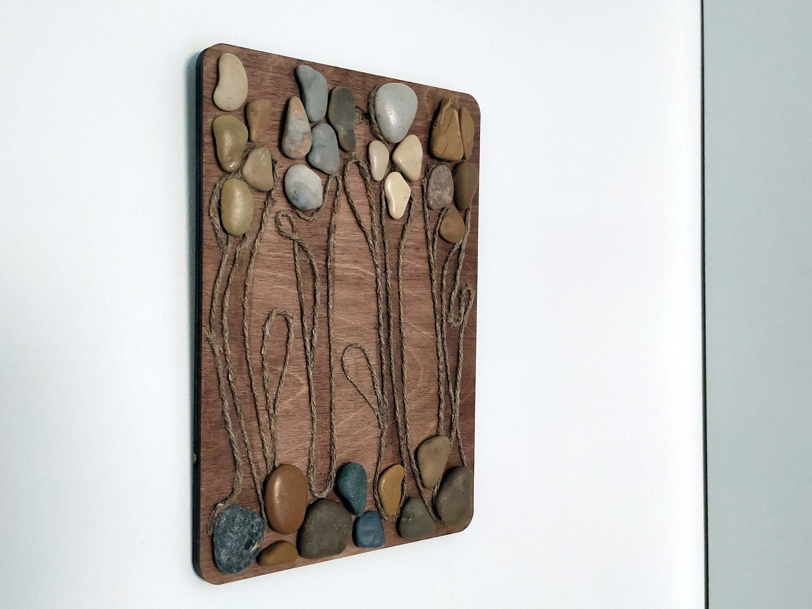 Picture with pebbles Stone art décor Wall art décor Pebble Etsy