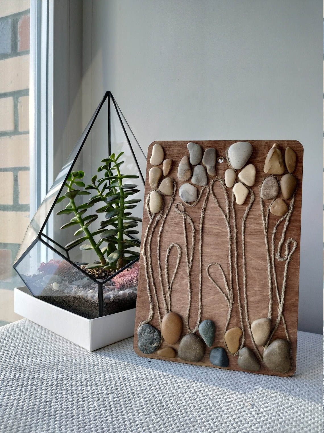 Picture with pebbles Stone art décor Wall art décor Pebble Etsy