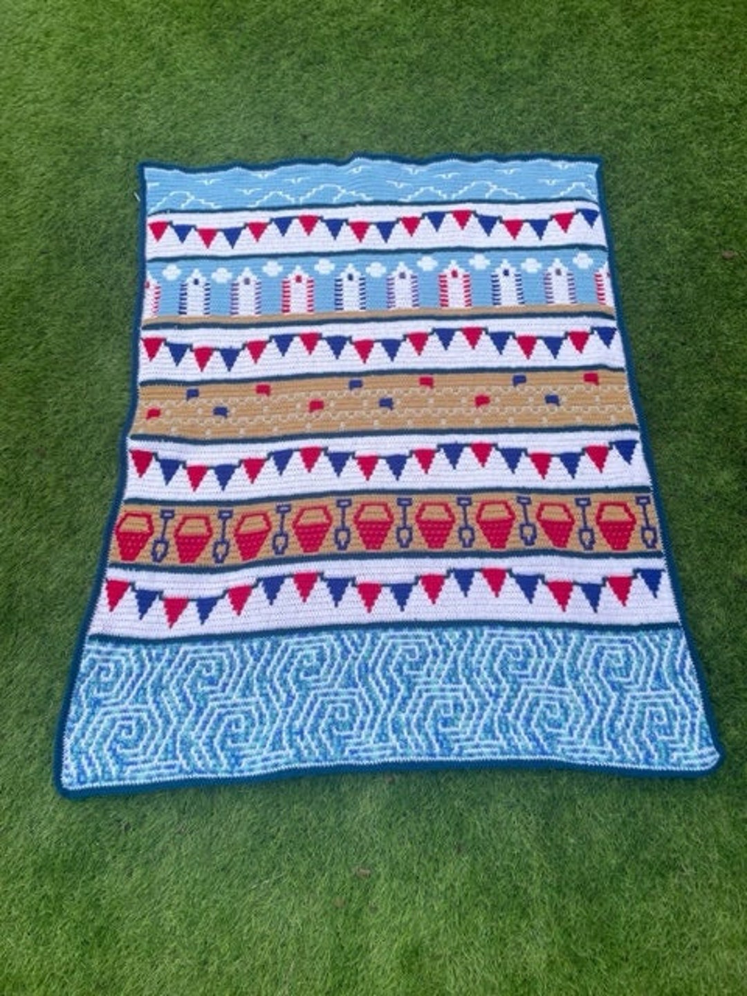 Blissful Beach Mosaic Crochet Blanket Etsy