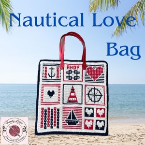 Nautical Love Beach Bag Overlay Mosaic Crochet