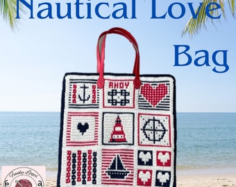 Nautical Love Beach Bag Overlay Mosaic Crochet