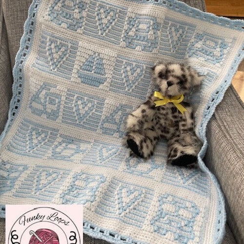 baby boy mosaic crochet baby blanket pattern