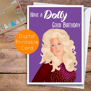 Carte d'anniversaire Dolly Parton, passez un bon anniversaire Dolly - carte numérique, téléchargement immédiat, imprimable