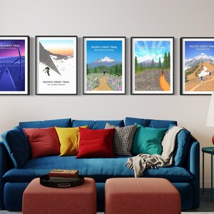 Ensemble d'affiches Pacific Crest Trail, 5 modèles, affiche de randonnée, ensemble de cartes postales de randonnée, ensemble d'affiches de randonnée