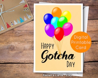 Tarjeta de globo &quot;Feliz Día de la Adopción&quot; - Tarjeta digital, descarga instantánea, imprimible