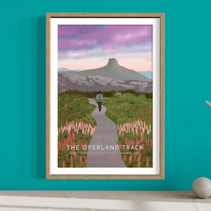 De Overland Track Poster, Cradle Mountain, Tasmanië, Travel Poster, Hiking Poster, Hiking Print, Cradle Mountain Wall Art, minimalistische kunst
