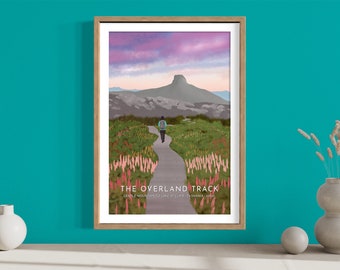 The Overland Track Poster, Cradle Mountain, Tasmania, Travel Poster, Hiking Poster, Hiking Print, Cradle Mountain Wall Art, Minimalist Art