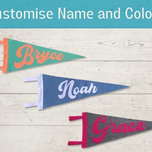 Custom Name Pennant, Felt Pennant, Personalised Flag, Vintage Style Pennant Flag,