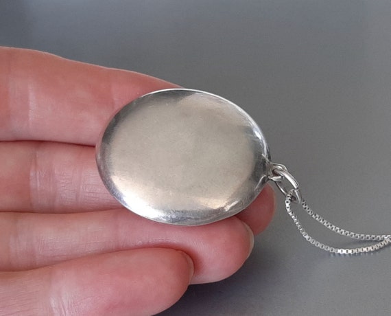 Antique Sterling Silver Engraved Puffy Pendant Bo… - image 9