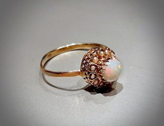 c.1890 Antique Gold Australian Opal Seed Pearls F… - image 6