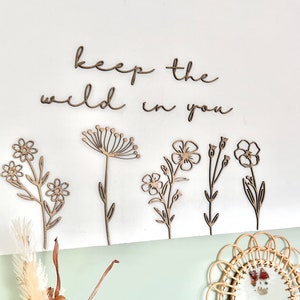 Keep the wild in you | Wildflower | Wooden Flowers | Girls bedroom decor | Scandi Decor | Girls bedroom ideas |