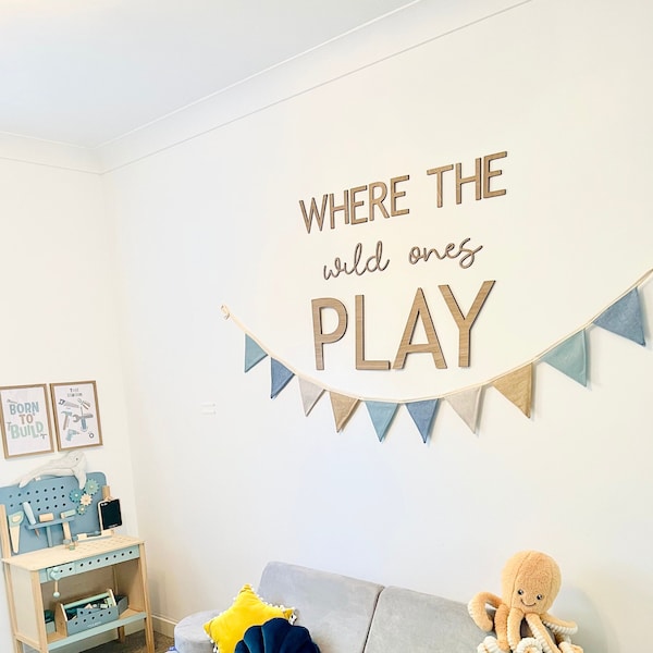 Safari Decor Where the wild ones play quote wall art for nursery, playroom, nursery or bedroom. Boho Scandi Style