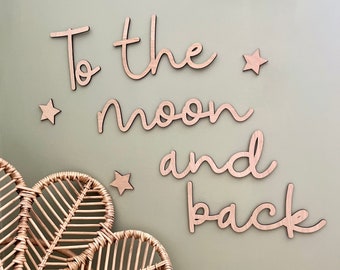 To the moon and back nursery wooden wall script