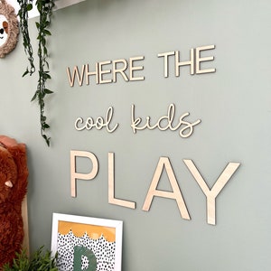 Safari Decor Where the cool kids play quote wall art for nursery, playroom, nursery or bedroom. Boho Scandi Style