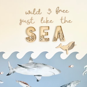 Wild and free just like the sea | ocean decor | sea life decor | nursery decor | Whale Decor |