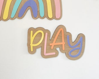 Where the wild ones play | pastel Acrylic PLAY layered sign acrylic and wood | Playroom Ideas | Play Sign | Let’s Play | Kids Decor | Scandi