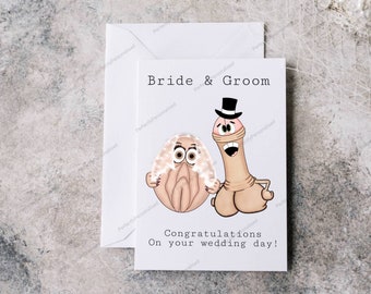 Rude wedding card, engagement card for bride and groom, funny adult humour wedding card