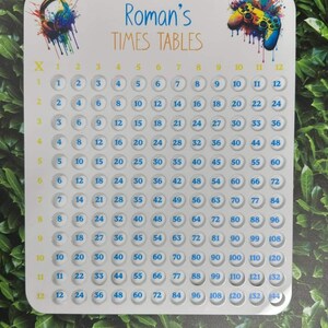 Times table maths board, maths help, personalised maths board, help with maths, homework, gamer