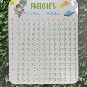 Times table maths board, maths help, personalised maths board, help with maths, homework, space