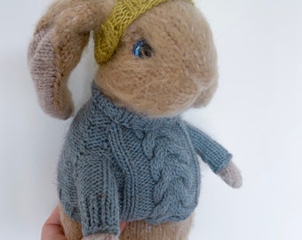 Bunny Rabbit | Flap Eared Bunny | Plush Toy | Realistic knitted Bunny| Holland Lop Rabbit | Custom Pet Toy | Wild Stuffed Animal