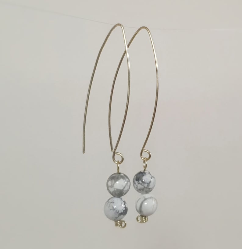 Natural Howlite Framed Teardrop Earrings