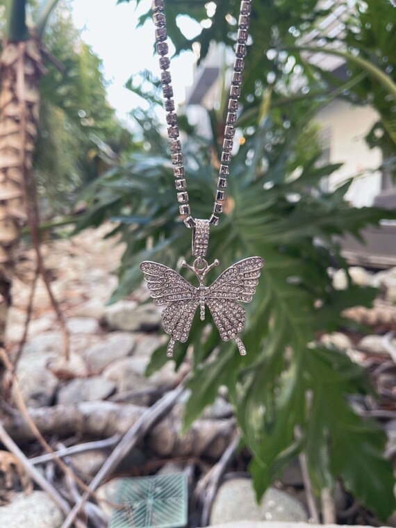 Butterfly iced necklace outlet