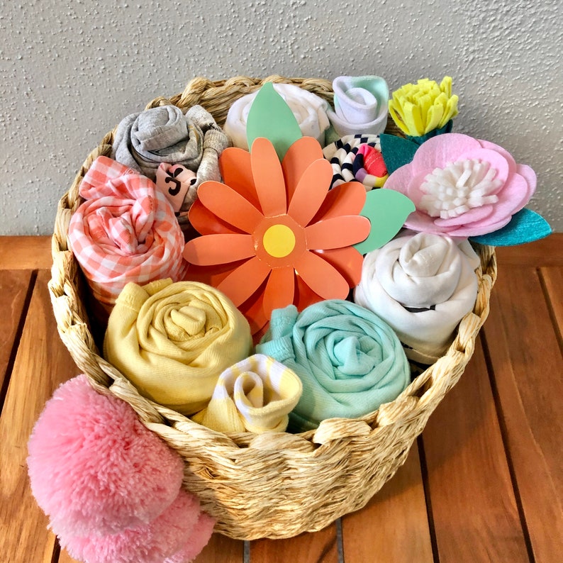 Flower Bouquet Baby Gift Basket Etsy