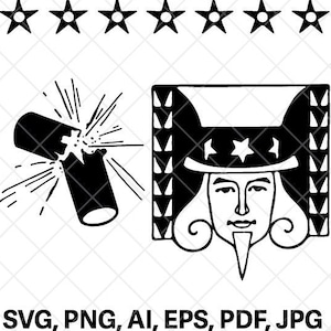 Revolutionary War Illustration and Clip Art-American Symbol-Uncle Sam-Digital Download-Cut Ready Files-eps, ai, svg, png, pdf, jpg