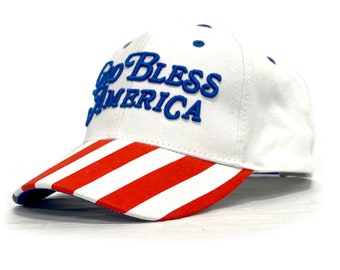 Casquette de baseball God Bless America - Casquette patriotique en sergé à l'arrière - Snapback réglable unisexe