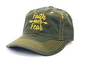 Casquette Faith over Fear Rip et effet vieilli
