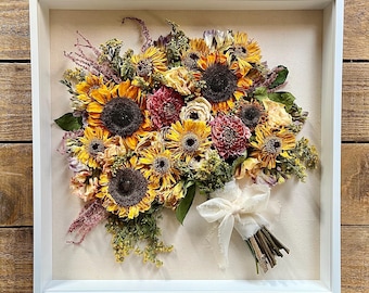 3D Wedding Bouquet Preservation - White Acrylic Shadowbox Frame for Bridal Flowers, Unique Memorial Keepsake or Wedding Gift