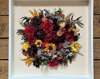 Wedding Bouquet Preservation // Bridal Bouquet Preservation // Flower Preservation // Wedding Gift // Floral Art // Shadowbox Frame //