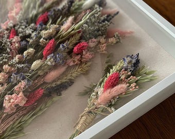 Dried Flower Wedding Bouquet Framing, Bridal Bouquet Preservation, Wedding Flower Preservation, Framed Flowers, Dried Flower Art