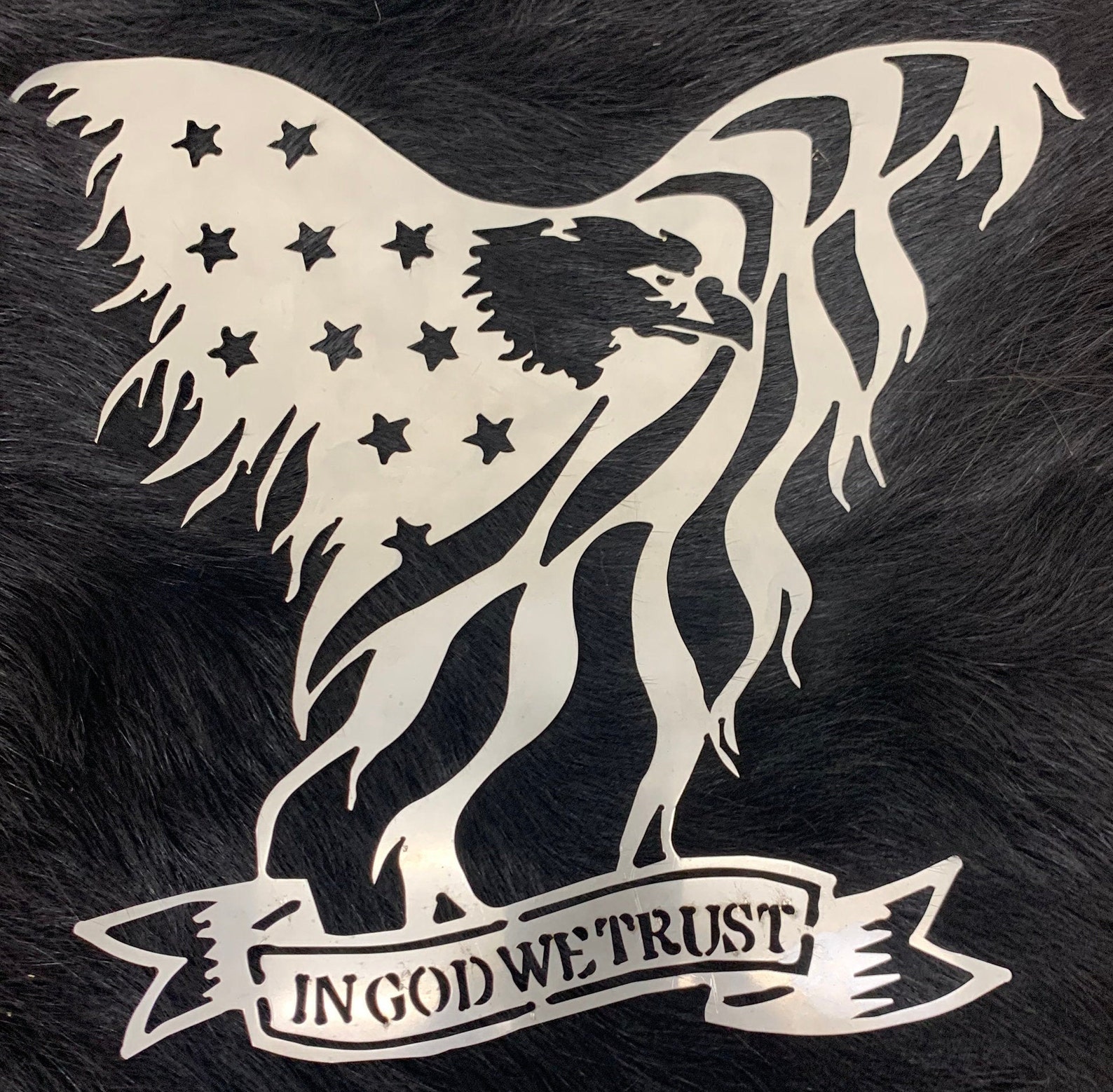 American Eagle Steel Laser Cut Wall Art W/in God We Trust Banner 11 Etsy