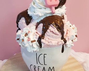 Faux Ice Cream Sundae: S'mores, Strawberry, Mint Chip