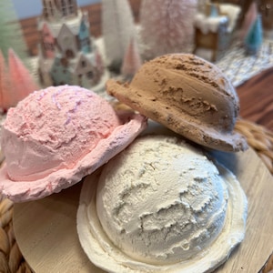 Individual and 3 piece Faux Ice Cream Scoops,3 Sizes, Faux Ice Cream, Pretend play,  Screen Free, Fake Ice Cream